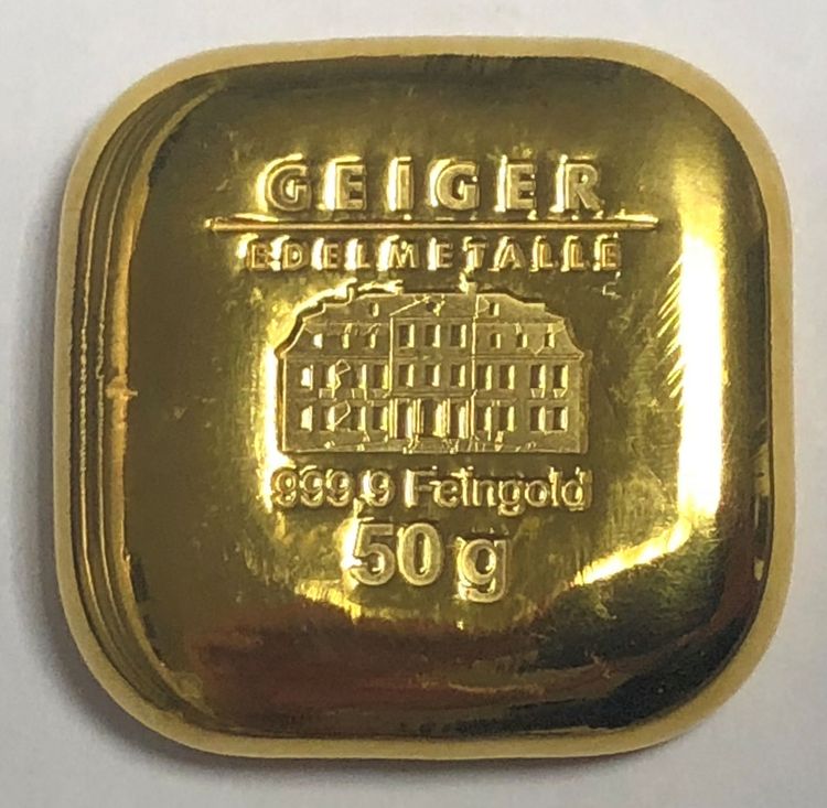 50g Goldbarren Geiger quadratisch