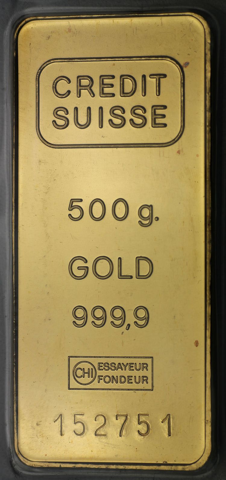 500g Credit-Suisse Goldbarren geprägt