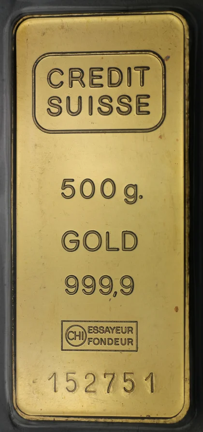 500g Credit-Suisse Goldbarren geprägt
