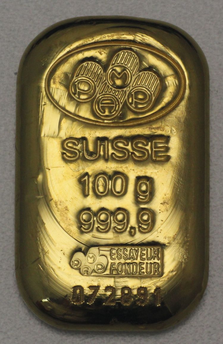 100g Goldbarren gegossen PAMP 100g Goldbarren gegossen PAMP