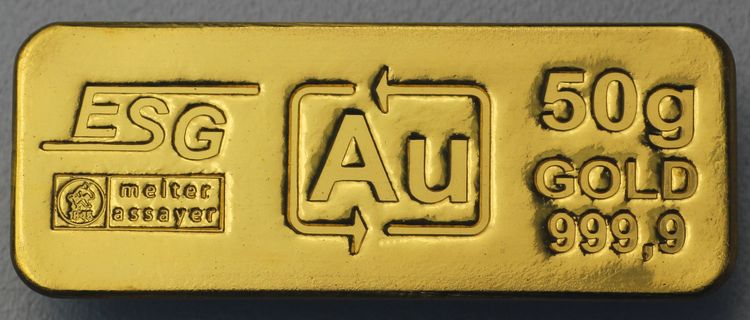 50g Sargbarren aus ESG Recycling-Gold 50g Sargbarren aus ESG Recycling-Gold