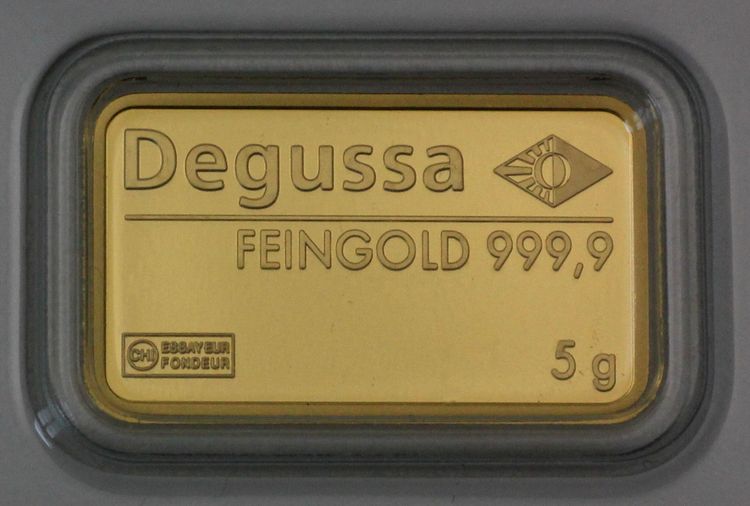 5g Degussa Goldbarren neu - Hergestellt von Valcambi SA 5g Degussa Goldbarren neu - Hergestellt von Valcambi SA