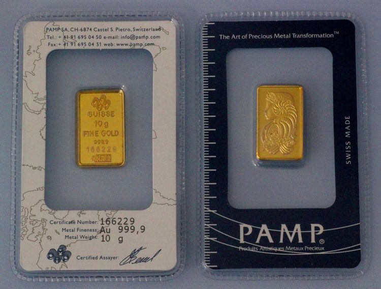 Gefälschte 10g Goldbarren PAMP