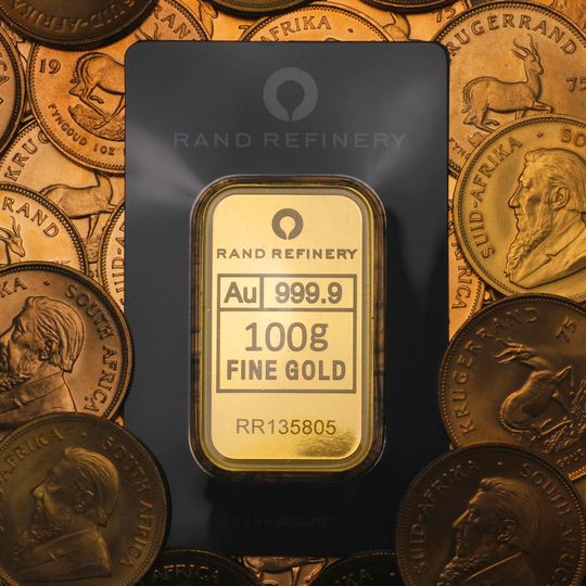 Krügerrand Goldbarren und Goldmünzen der Rand Refinery