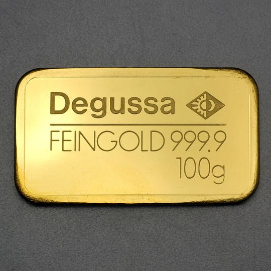 100g Goldbarren Degussa geprägt